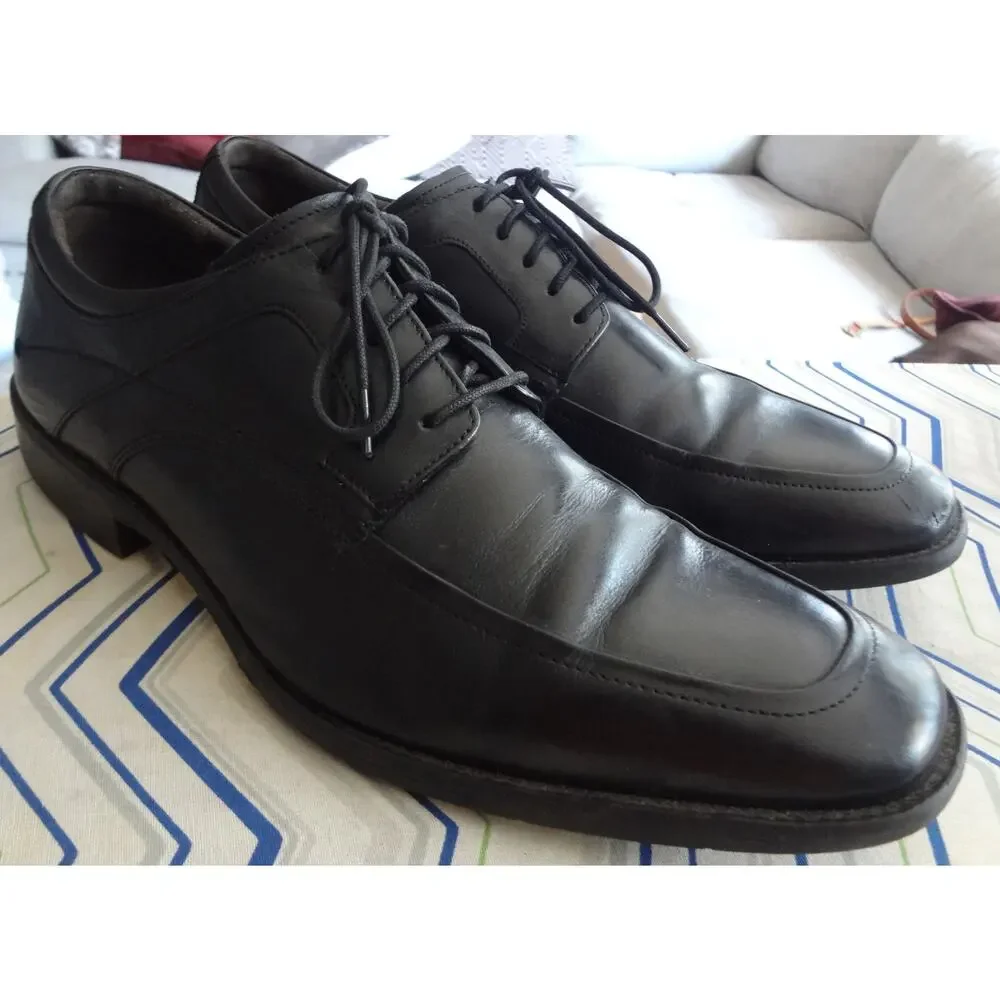 Johnston Murphy Black Leather Apron Square Toe Oxford Dress Shoes Men 11 Lace Up
